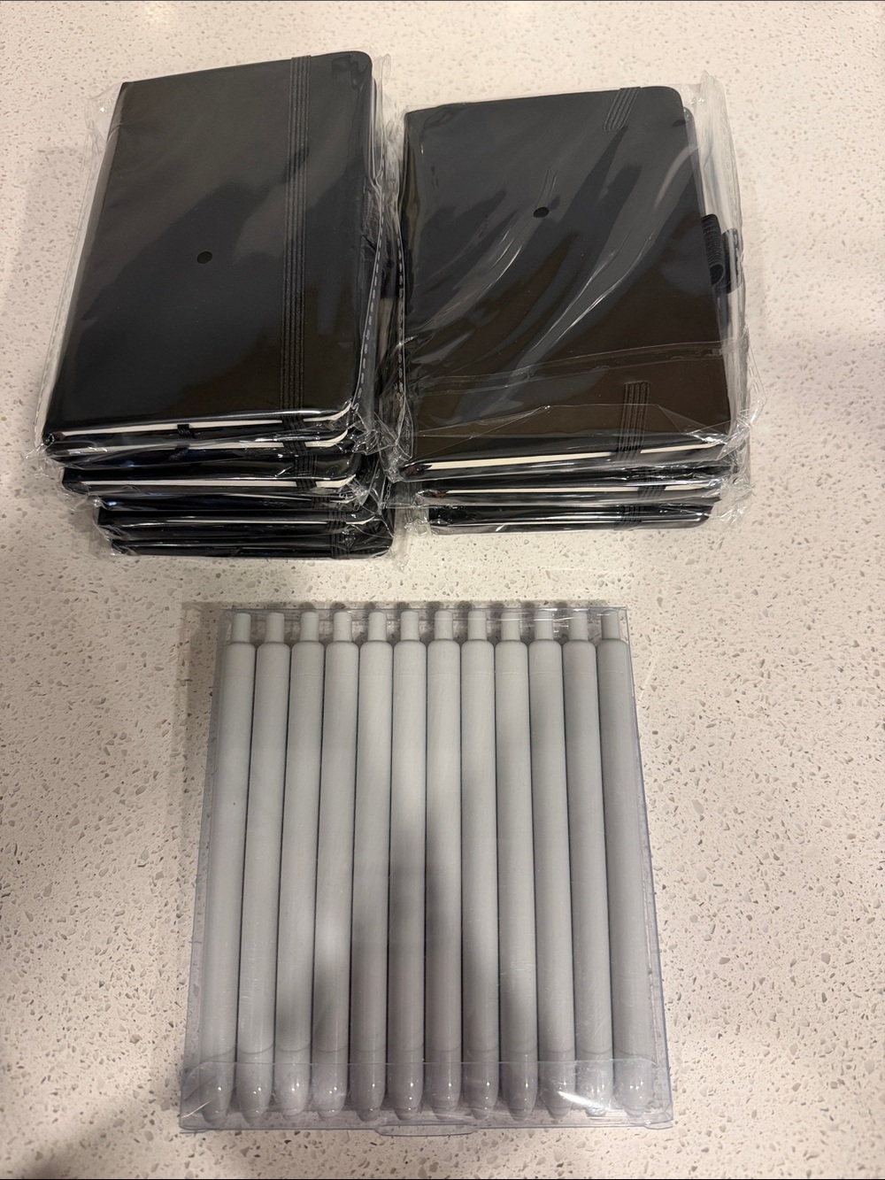 Black Pocket Notebooks + Gray Pens Set - SET OF 12!